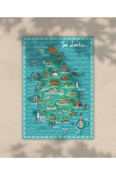 OSAS Postcards - Sri Lankan Map (Blue)